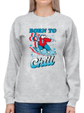 Officially Licensed ICEE Born To Chill - Surfing Polar-Bear Graphic Women's Sweatshirt