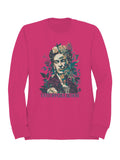 Unstoppable Bloom: Artistic Floral Portrait Women's Sweatshirt