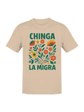 Bold Floral Chinga La Migra Design Men's T-shirt