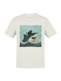 Cat Riding a Shark Artwork Men's T-shirt