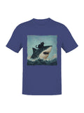Cat Riding a Shark Artwork Men's T-shirt