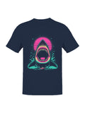 Retro Neon Shark Attack Design Men's T-shirt