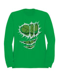 Scary Green Stitched Monster Face Men's Sweatshirt