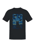 Starry Night Cats Fantasy Art Men's T-shirt